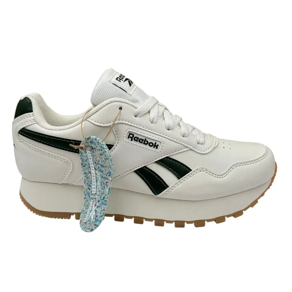 Reebok Harman Women’s Classic Style‎ Sneakers 8 White- Chalk-Green Cushioned